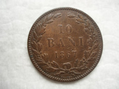 10 bani 1867 Heaton, Carol I, L 2.43 foto