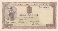 ROMANIA 500 lei 20 aprilie 1942 - filigran vertical XF+++/AUNC!!! foto