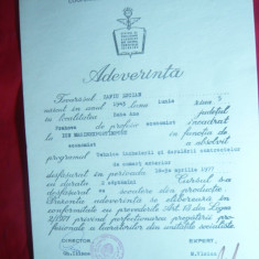 Adreverinta- Diploma de Absolvire program-Tehnica Contracte Comert Exterior 1977