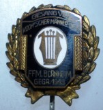 I.079 INSIGNA GERMANIA STICKPIN MUZICA LIRA COR BARBATESC BORNHEIM h54mm email, Europa