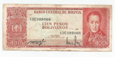 LL bancnota Bolivia 100 pesos 1962 foto