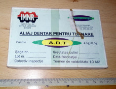 ALIAJ DENTAR PENTRU TURNARE , VINTAGE , dentist , tehnica dentara , stomatologie foto