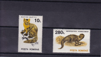 ROMANIA 1993 LP 1318 ANIMALE VAL. 10 L 280 L PE HARTIE ALBA FARA FILIGRAN MNH foto