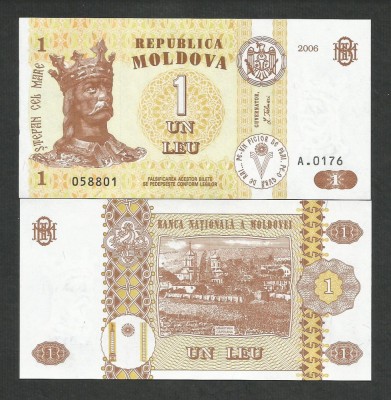 MOLDOVA 1 LEU 2006 , UNC [1] P- 8g , necirculata foto