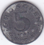 Moneda Austria 5 Groschen 1963 - KM#2875 VF ( zinc ), Europa
