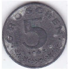 Moneda Austria 5 Groschen 1963 - KM#2875 VF ( zinc )