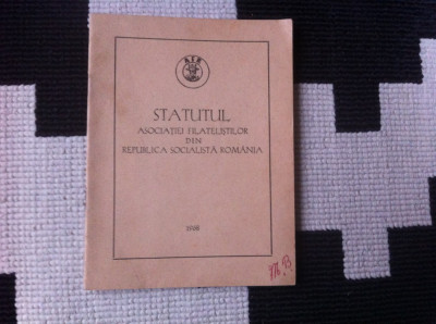 Statutul asociatiei filatelistilor din Republica Socialista Romania 1968 RSR foto