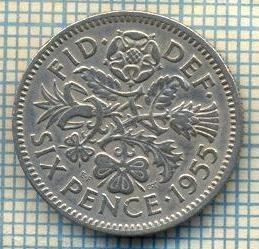 9868 MONEDA -MAREA BRITANIE - SIX PENCE -anul 1955 -starea care se vede foto