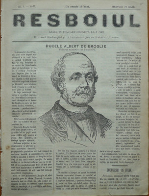 Ziarul Resboiul , nr. 5 , 1877 , gravuram Ducele Albert de Broglie foto