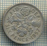 9864 MONEDA -MAREA BRITANIE - SIX PENCE -anul 1957 -starea care se vede