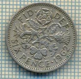 9878 MONEDA -MAREA BRITANIE - SIX PENCE -anul 1962 -starea care se vede foto