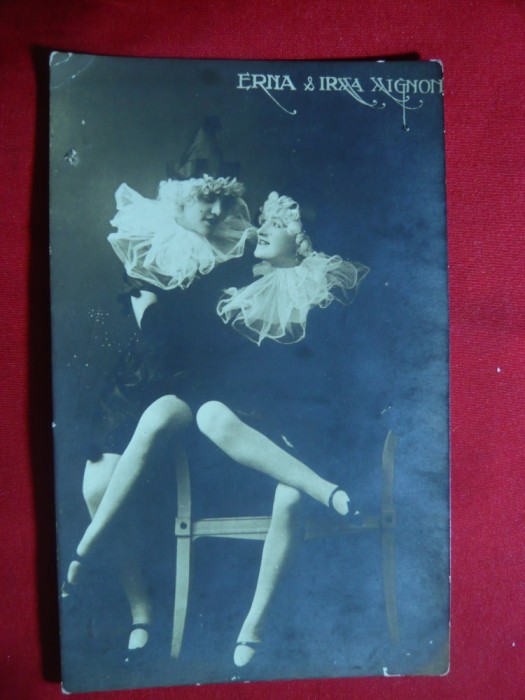 Ilustrata Artiste inc.sec.XX - Erna si Irssa Mignon - Arlechini