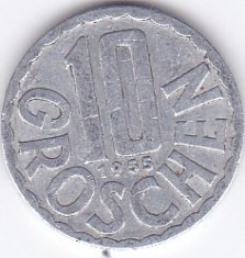 Moneda Austria 10 Groschen 1955 - KM#2878 VF foto