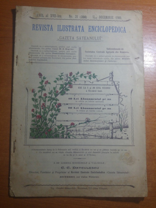 revista ilustrata enciclopedica 5 decembrie 1900-victor babes si foto pietroasa