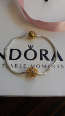 Bratara Pandora placata cu argint 925 aur 14k + charm gold cadou foto