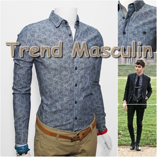 Camasa Barbati Slim Fit Cambrata Casual Eleganta Blug Albastra Floral Camasa Barbati Slim Fit Cambrata Casual Eleganta Blug Albastra Floral