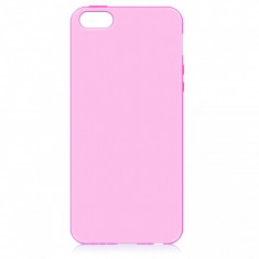 Husa silicon TPU Apple iPhone 5S Slim roz transparenta foto