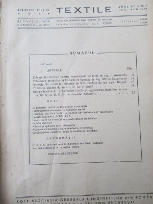 Revistele tehnice AGIR Textile Nr. 1 , 2 , 4 /1949 , Nr. 1 , 2-3 , 4 , 5 /1950 foto