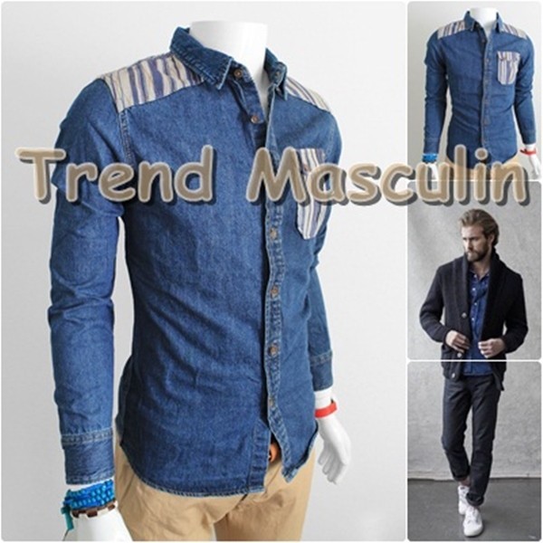 Camasa Barbati Slim Fit Cambrata Casual Eleganta Blug Albastra Umeri Imprimeu Camasa Barbati Slim Fit Cambrata Casual Eleganta Blug Albastra Umeri Imprimeu