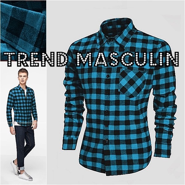Camasa Barbati Slim Casual Albastra Carouri Albastre Negre Camasa Barbati Slim Casual Albastra Carouri Albastre Negre
