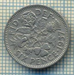 9917 MONEDA -MAREA BRITANIE - SIX PENCE -anul 1957 -starea care se vede foto