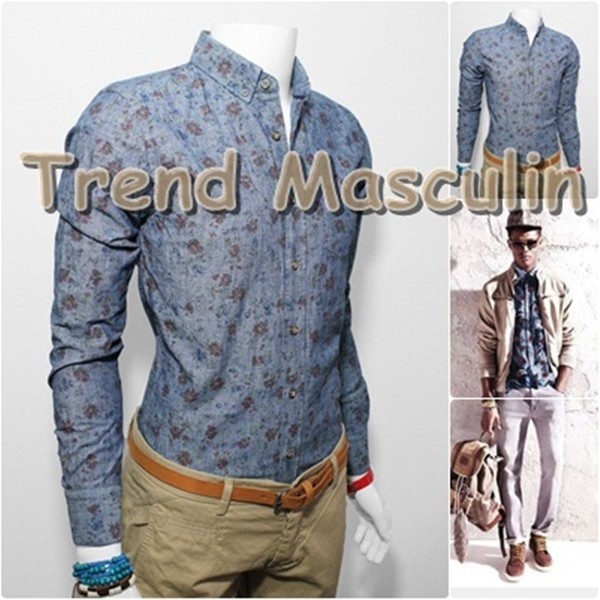 Camasa Barbati Slim Fit Cambrata Casual Eleganta Blug Albastra Floral Color Camasa Barbati Slim Fit Cambrata Casual Eleganta Blug Albastra Floral Color