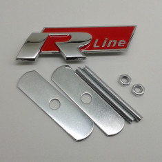 Emblema metal auto pt grila rline R line metalica kit prindere inclus