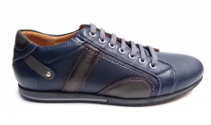 Pantofi barbati casual bleumarin din piele naturala cu siret - Model 599BL foto