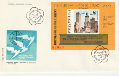 Romania FDC CSCE nedantelat Madrid 1980 . foto