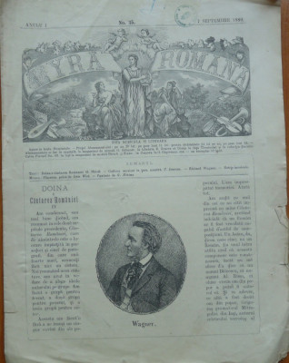 Ziarul saptamanal Lyra Romana , an 1 , nr. 35 , 1880 foto