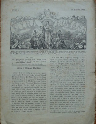 Ziarul saptamanal Lyra Romana , an 1 , nr. 32 , 1880 foto