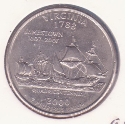 (M1401) MONEDA SUA - QUARTER DOLLAR 2000, LIT. P - VIRGINIA foto