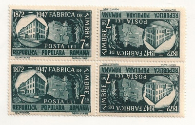 Lp 227 - 75 de ani de la infiintarea fabricii de timbre -completa -blocuri de 4 foto