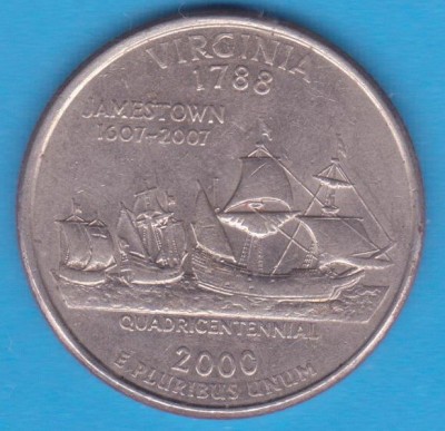 (M1499) MONEDA SUA - QUARTER DOLLAR 2000, LIT. P - VIRGINIA foto