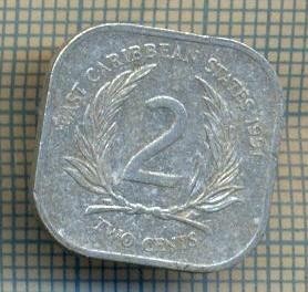 10051 MONEDA - STATELE CARABIENE DE EST - 2 CENTS -anul 1991-starea care se vede