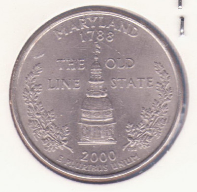 (M1398) MONEDA SUA - QUARTER DOLLAR 2000, LIT. P - MARYLAND foto