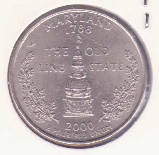(M1398) MONEDA SUA - QUARTER DOLLAR 2000, LIT. P - MARYLAND