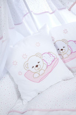 Klups set lenjerie brodata 5 piese sleeping teddy bear pink foto