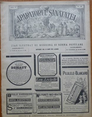 Revista Aparatorul sanatatei , an 6 , nr. 19 , 1896 foto