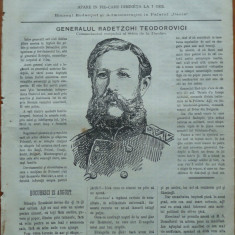 Ziarul Resboiul , nr. 32 , 1877 , gravura ; Generalul Radetzchi Teodorovici