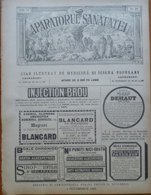 Revista Aparatorul sanatatei , an 6 , nr. 12 , 1896 foto