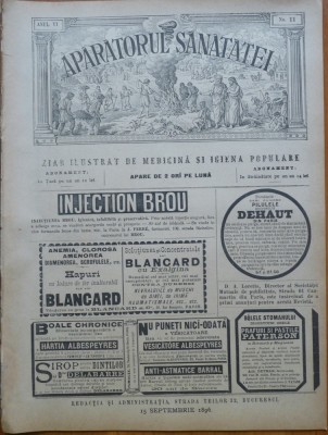 Revista Aparatorul sanatatei , an 6 , nr. 11 , 1896 foto