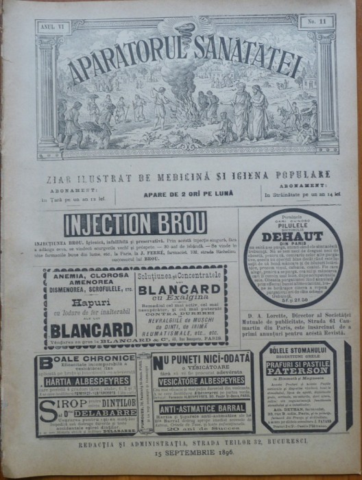 Revista Aparatorul sanatatei , an 6 , nr. 11 , 1896