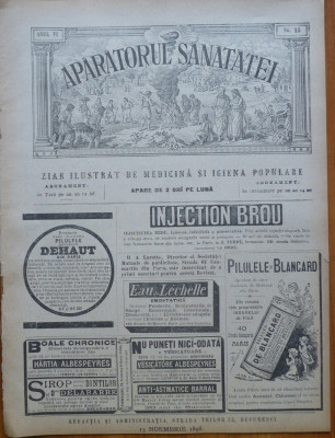 Revista Aparatorul sanatatei , an 6 , nr. 15 , 1896 foto