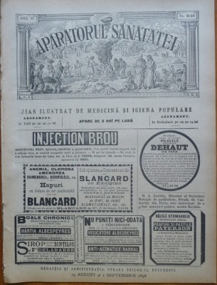 Revista Aparatorul sanatatei , an 6 , nr. 9 - 10 , 1896 foto