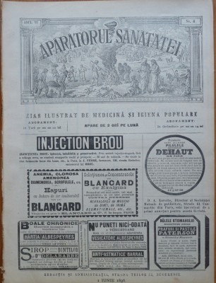 Revista Aparatorul sanatatei , an 6 , nr. 4 , 1896 foto