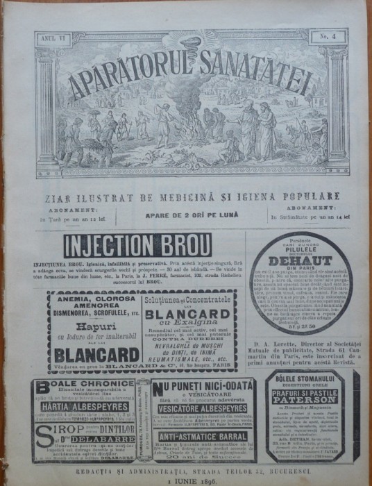 Revista Aparatorul sanatatei , an 6 , nr. 4 , 1896