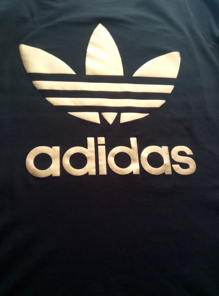 Tricou dama alb sau negru cu logo ADIDAS TREFOIL auriu | arhiva Okazii.ro