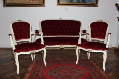 Salonas francez deosebit compus din canapea si 2 fotolii foto