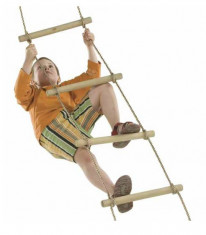 Scara Franghie, Wooden Rungs Rope Ladder - Pp 10 - 2,40M - 5 Trepte foto